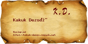 Kakuk Dezső névjegykártya